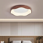 Mirage Wave Flush Mount Ceiling Light in Walnut Woodgrain Finish