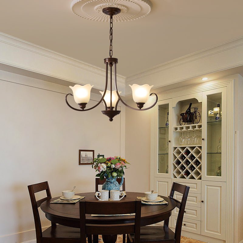 Mireille Floral Chandelier – Vintage-Inspired Glass and Bronze Pendant Light