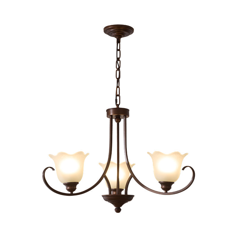 Mireille Floral Chandelier – Vintage-Inspired Glass and Bronze Pendant Light