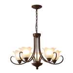 Mireille Floral Chandelier – Vintage-Inspired Glass and Bronze Pendant Light