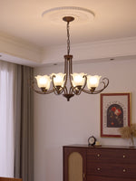 Mireille Floral Chandelier – Vintage-Inspired Glass and Bronze Pendant Light