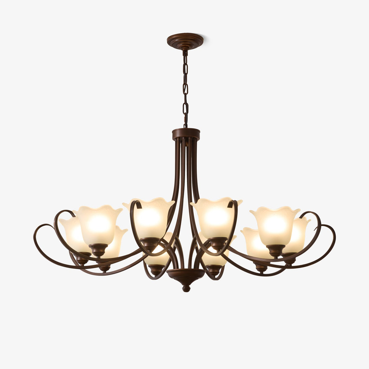 Mireille Floral Chandelier – Vintage-Inspired Glass and Bronze Pendant Light