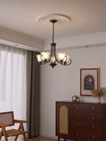 Mireille Floral Chandelier – Vintage-Inspired Glass and Bronze Pendant Light