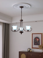 Mireille Floral Chandelier – Vintage-Inspired Glass and Bronze Pendant Light
