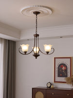 Mireille Floral Chandelier – Vintage-Inspired Glass and Bronze Pendant Light