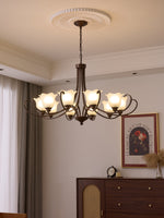 Mireille Floral Chandelier – Vintage-Inspired Glass and Bronze Pendant Light