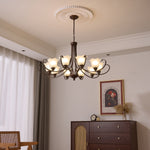 Mireille Floral Chandelier – Vintage-Inspired Glass and Bronze Pendant Light