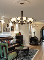 Mireille Floral Chandelier – Vintage-Inspired Glass and Bronze Pendant Light