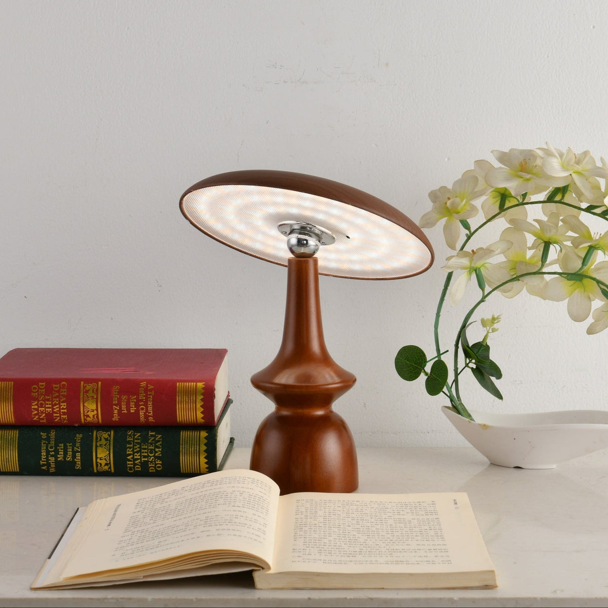 Mireli Sculptural Wooden Table Lamp with Integrated LED