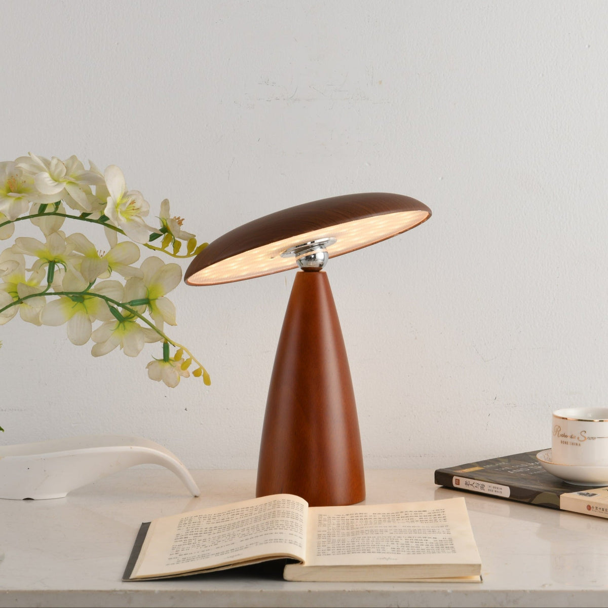 Mireli Sculptural Wooden Table Lamp with Integrated LED