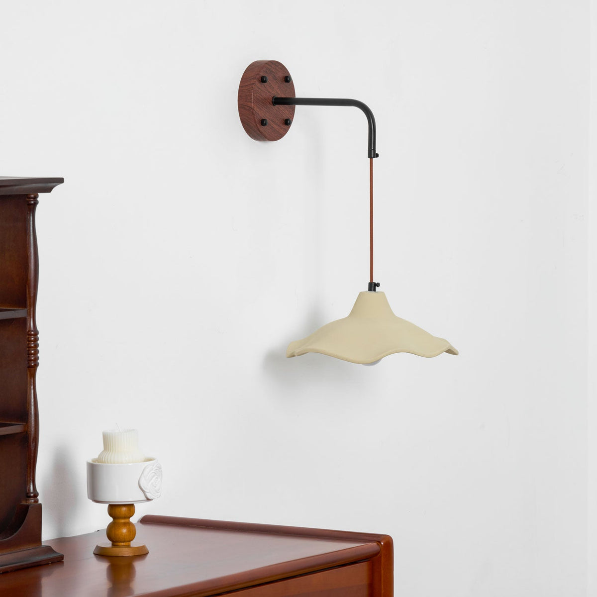 Mirella Wall Sconce – Handcrafted Microcement & Walnut Modern Wall Light