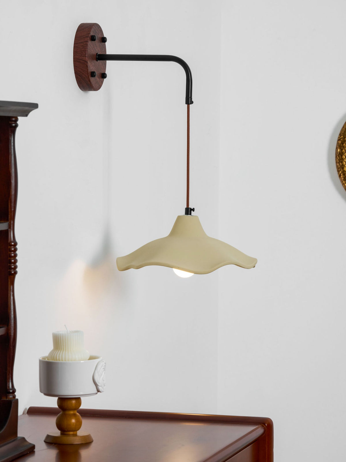 Mirella Wall Sconce – Handcrafted Microcement & Walnut Modern Wall Light