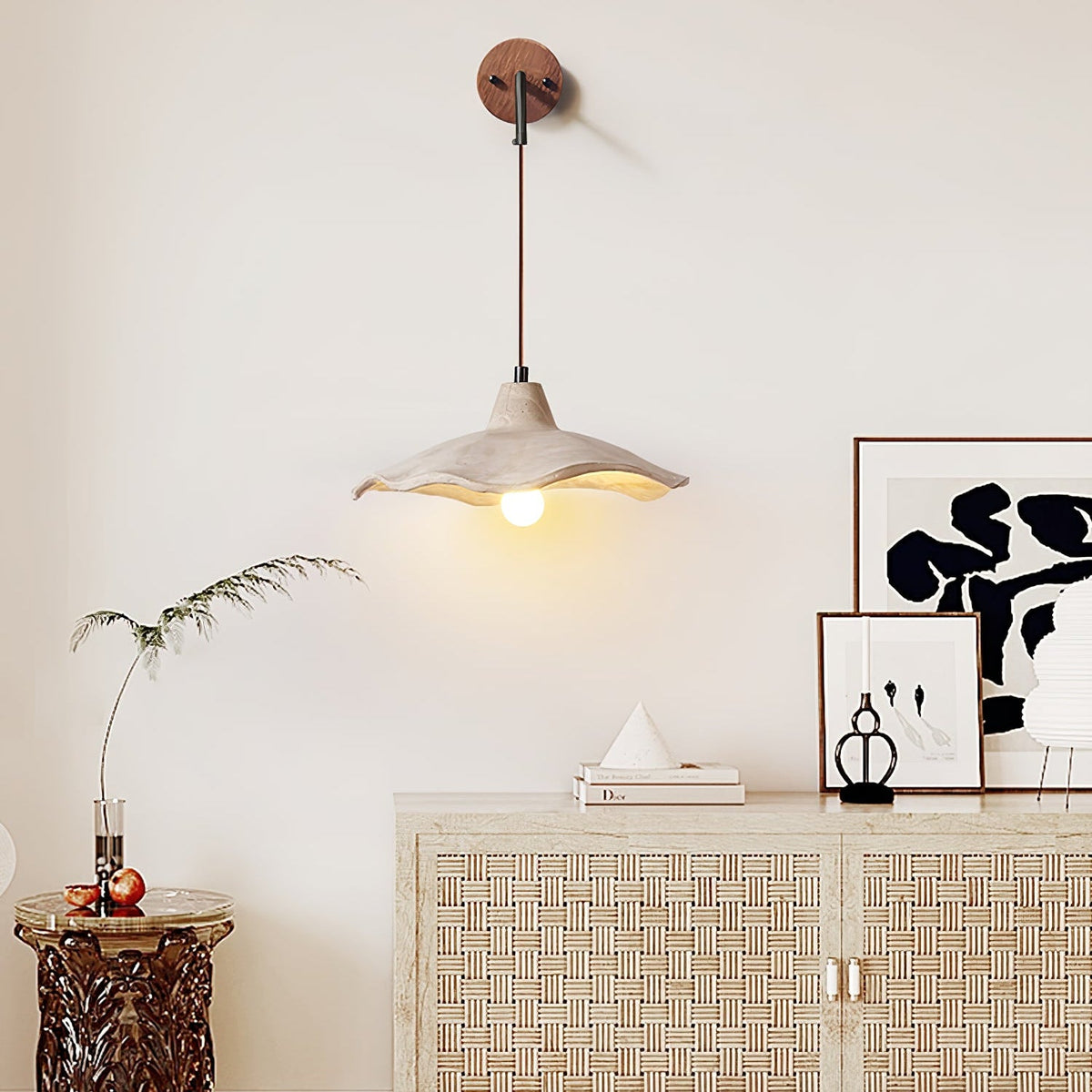Mirella Wall Sconce – Handcrafted Microcement & Walnut Modern Wall Light