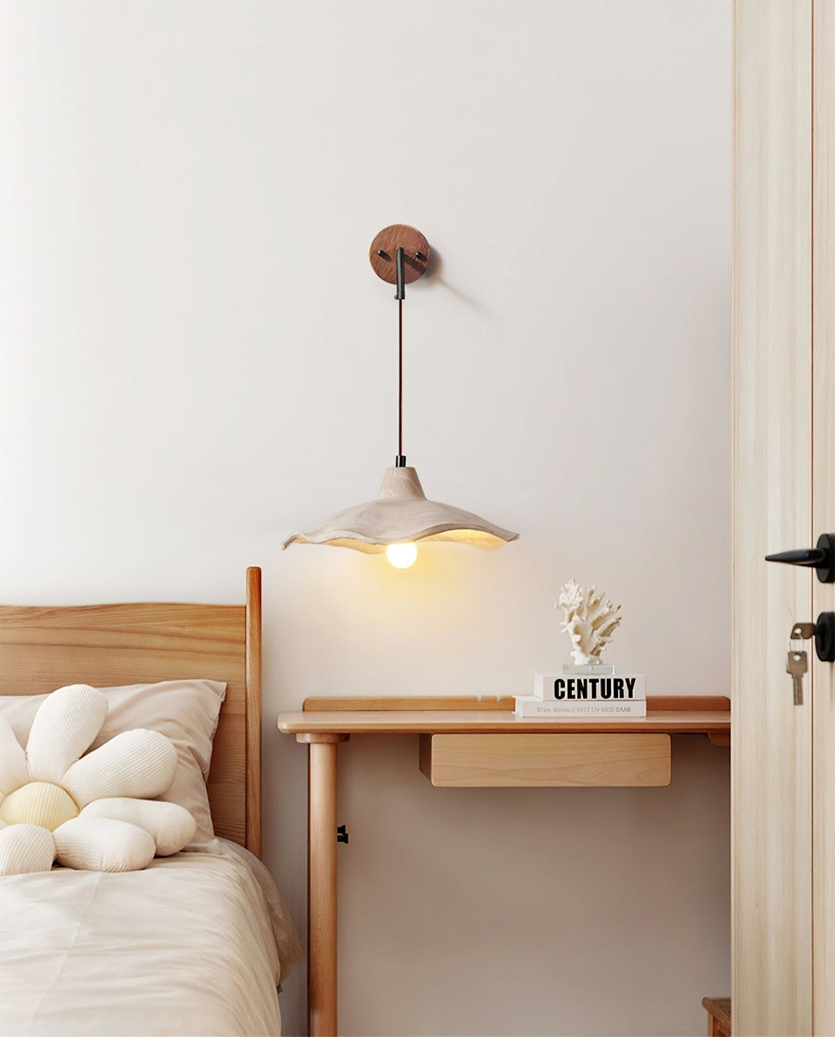 Mirella Wall Sconce – Handcrafted Microcement & Walnut Modern Wall Light