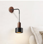 Mirox Wall Sconce in Black Travertine and Walnut Wood