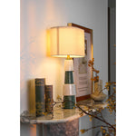 Duomo Marble Table Lamp – Sculptural Stone Base with Fabric Shade