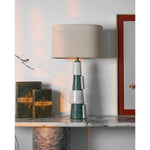 Duomo Marble Table Lamp – Sculptural Stone Base with Fabric Shade
