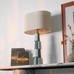 Duomo Marble Table Lamp – Sculptural Stone Base with Fabric Shade
