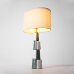 Duomo Marble Table Lamp – Sculptural Stone Base with Fabric Shade