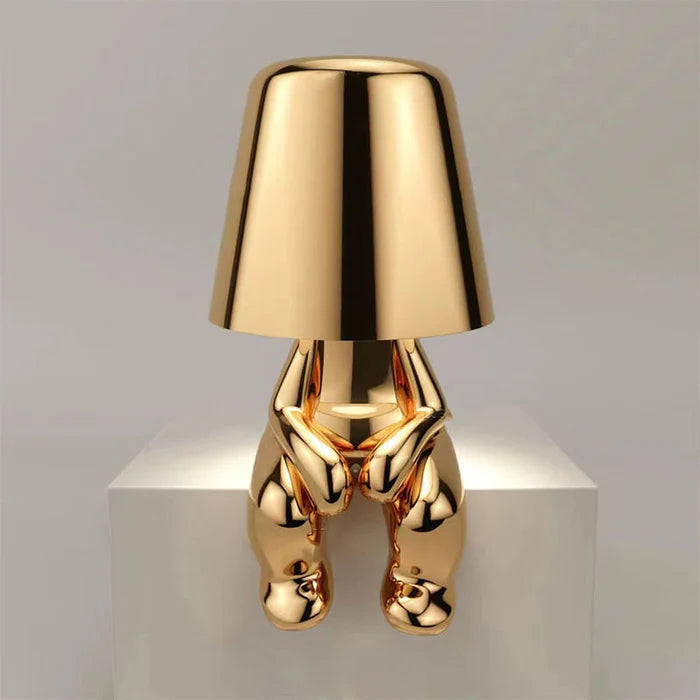 Cute Gold Man Statue Led Table Lamp