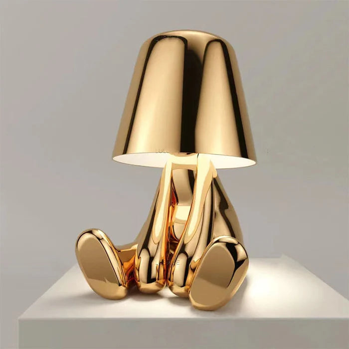 Cute Gold Man Statue Led Table Lamp