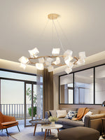 Mistral Flora Chandelier — Sculptural Ceramic Petal Chandelier in Gold