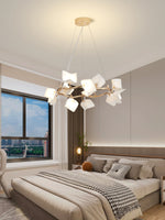 Mistral Flora Chandelier — Sculptural Ceramic Petal Chandelier in Gold