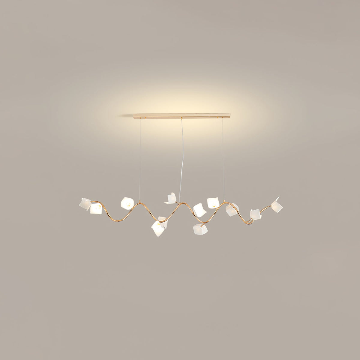 Mistral Flora Chandelier — Sculptural Ceramic Petal Chandelier in Gold