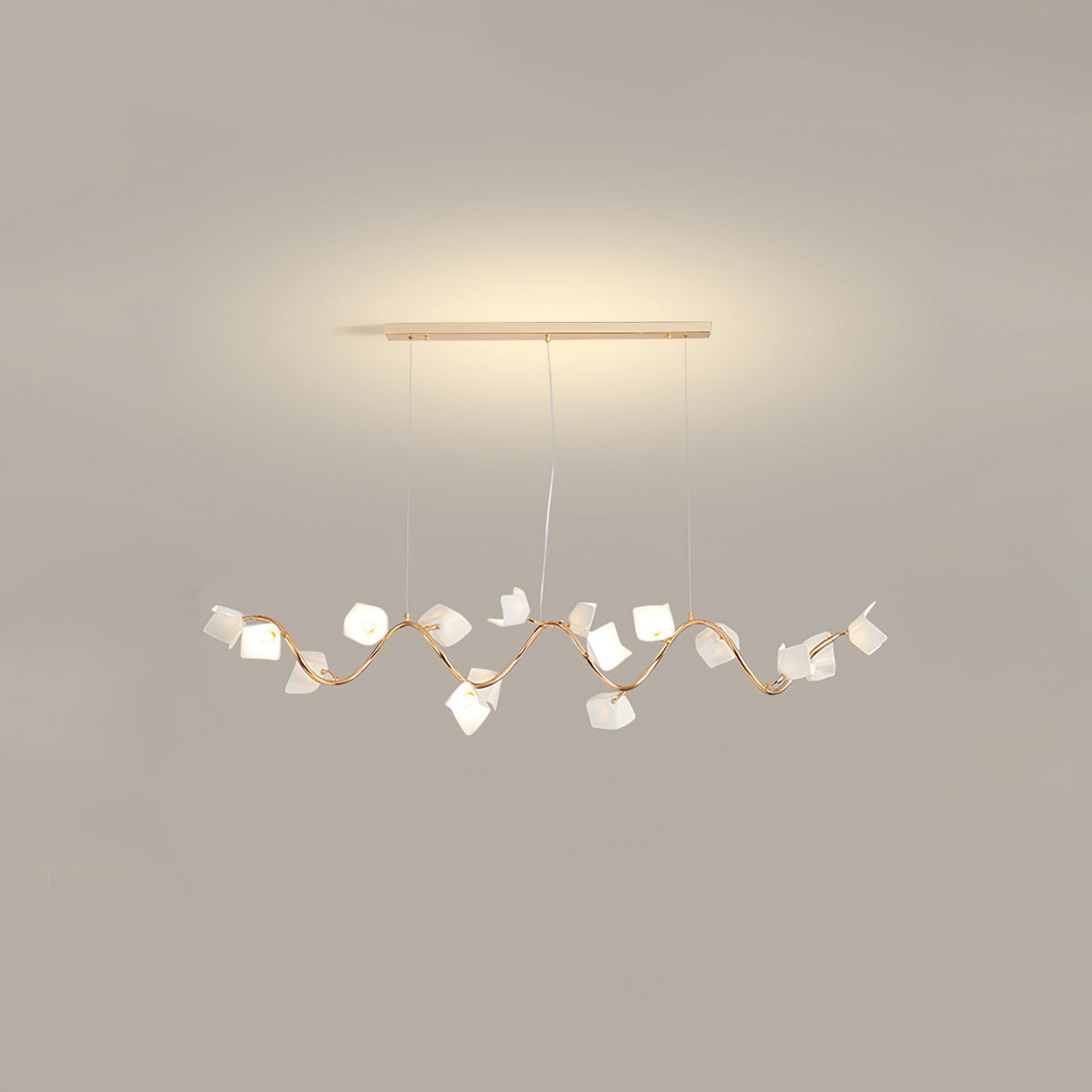 Mistral Flora Chandelier — Sculptural Ceramic Petal Chandelier in Gold