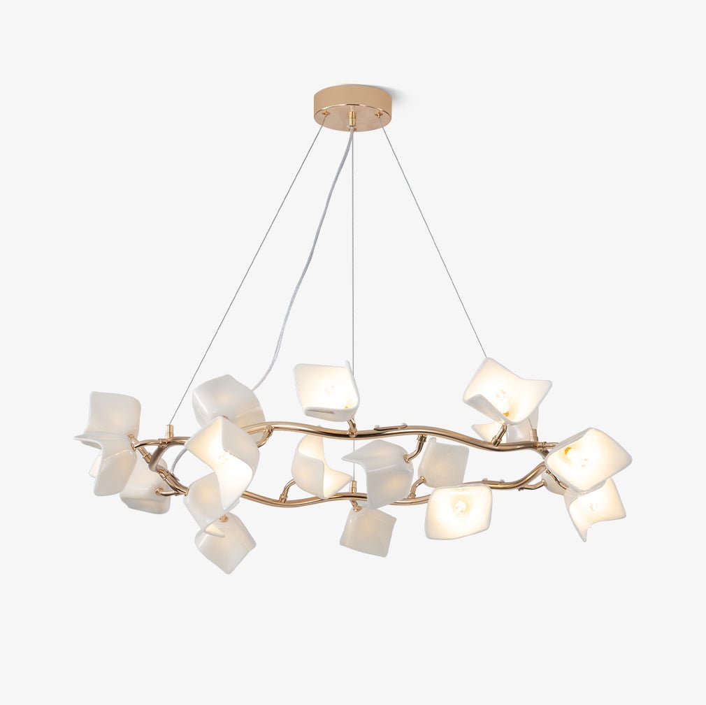 Mistral Flora Chandelier — Sculptural Ceramic Petal Chandelier in Gold