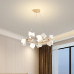 Mistral Flora Chandelier — Sculptural Ceramic Petal Chandelier in Gold