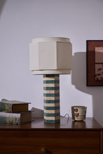 Modari Striped Stone Table Lamp – Travertine & Marble Sculptural Accent Light