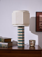 Modari Striped Stone Table Lamp – Travertine & Marble Sculptural Accent Light