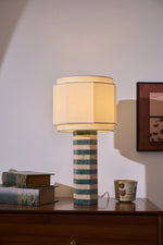Modari Striped Stone Table Lamp – Travertine & Marble Sculptural Accent Light