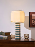 Modari Striped Stone Table Lamp – Travertine & Marble Sculptural Accent Light