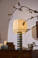 Modari Striped Stone Table Lamp – Travertine & Marble Sculptural Accent Light