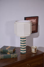 Modari Striped Stone Table Lamp – Travertine & Marble Sculptural Accent Light