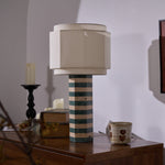 Modari Striped Stone Table Lamp – Travertine & Marble Sculptural Accent Light