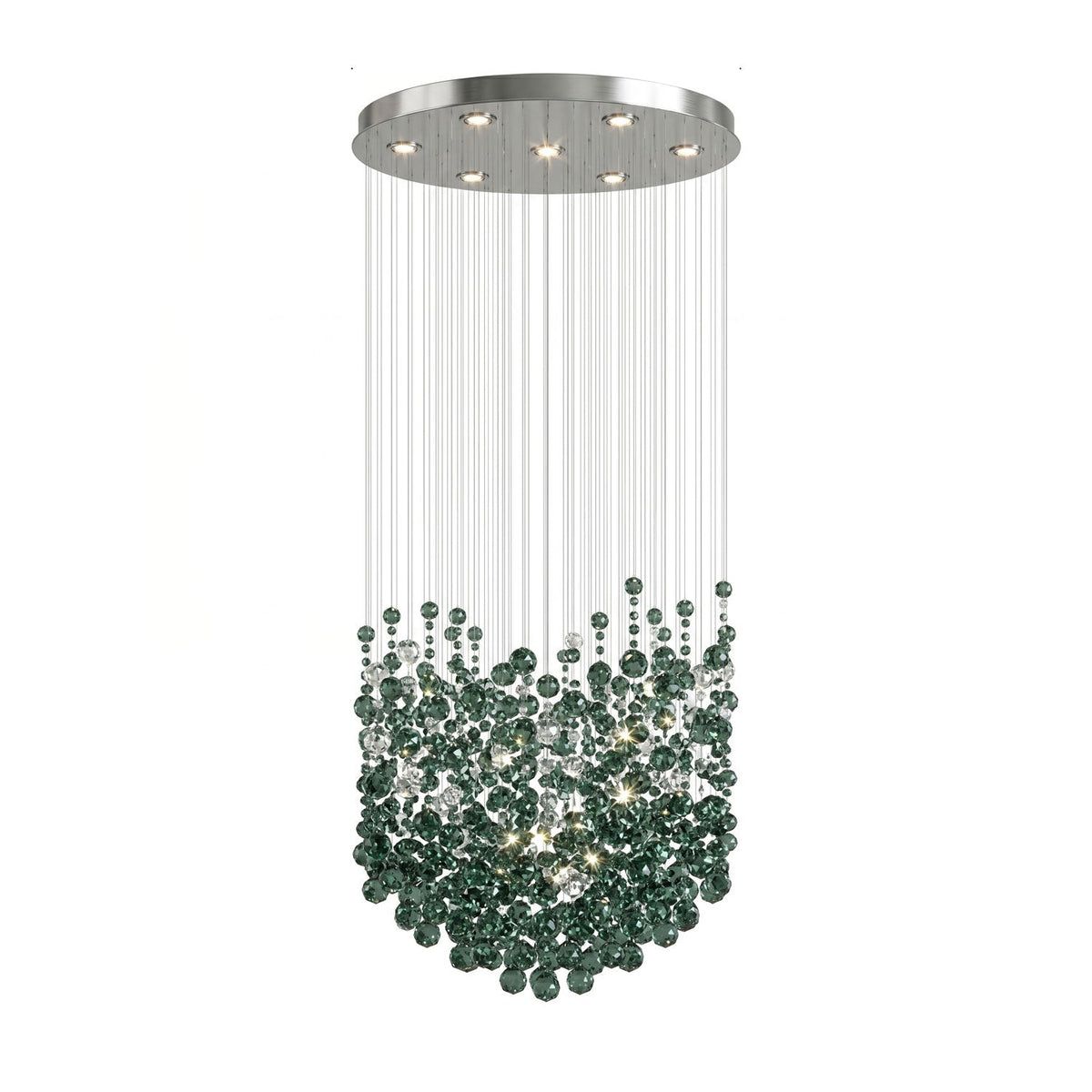Emerald Rainfall Crystal Chandelier – Customizable Designer Pendant Light