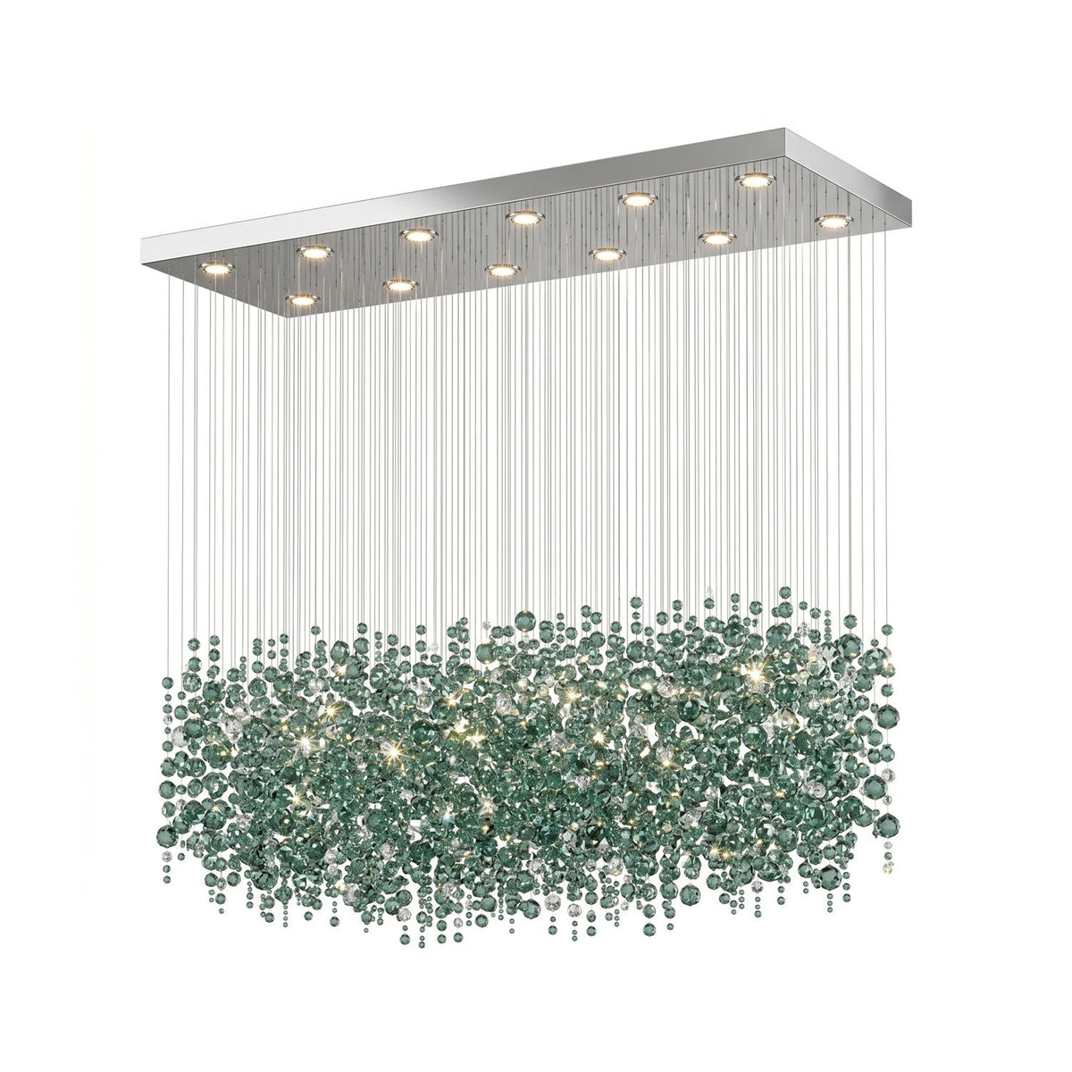 Emerald Rainfall Crystal Chandelier – Customizable Designer Pendant Light