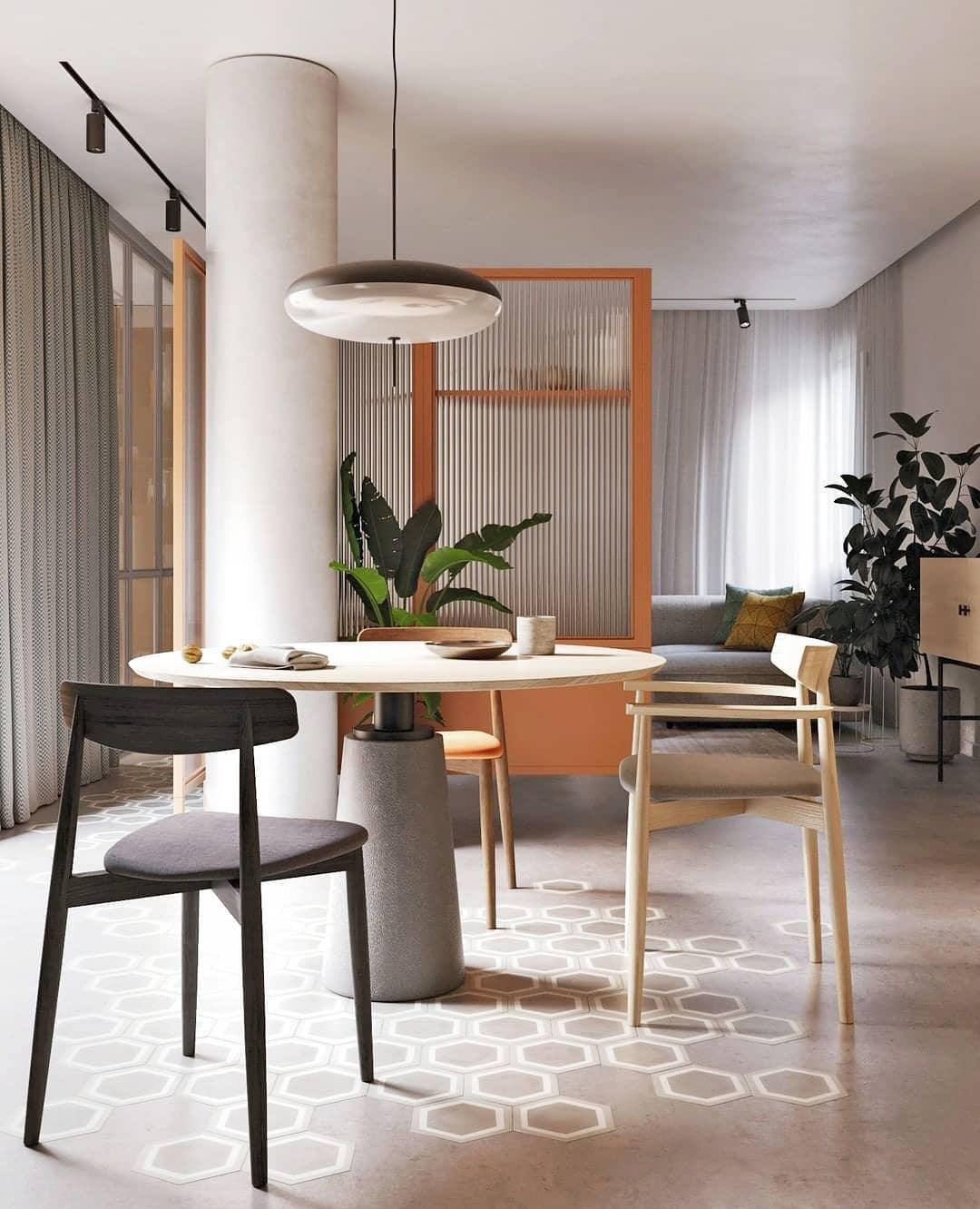 Opal Disc Modern Pendant Light with Opalescent Polymer Shade