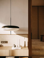 Opal Disc Modern Pendant Light with Opalescent Polymer Shade
