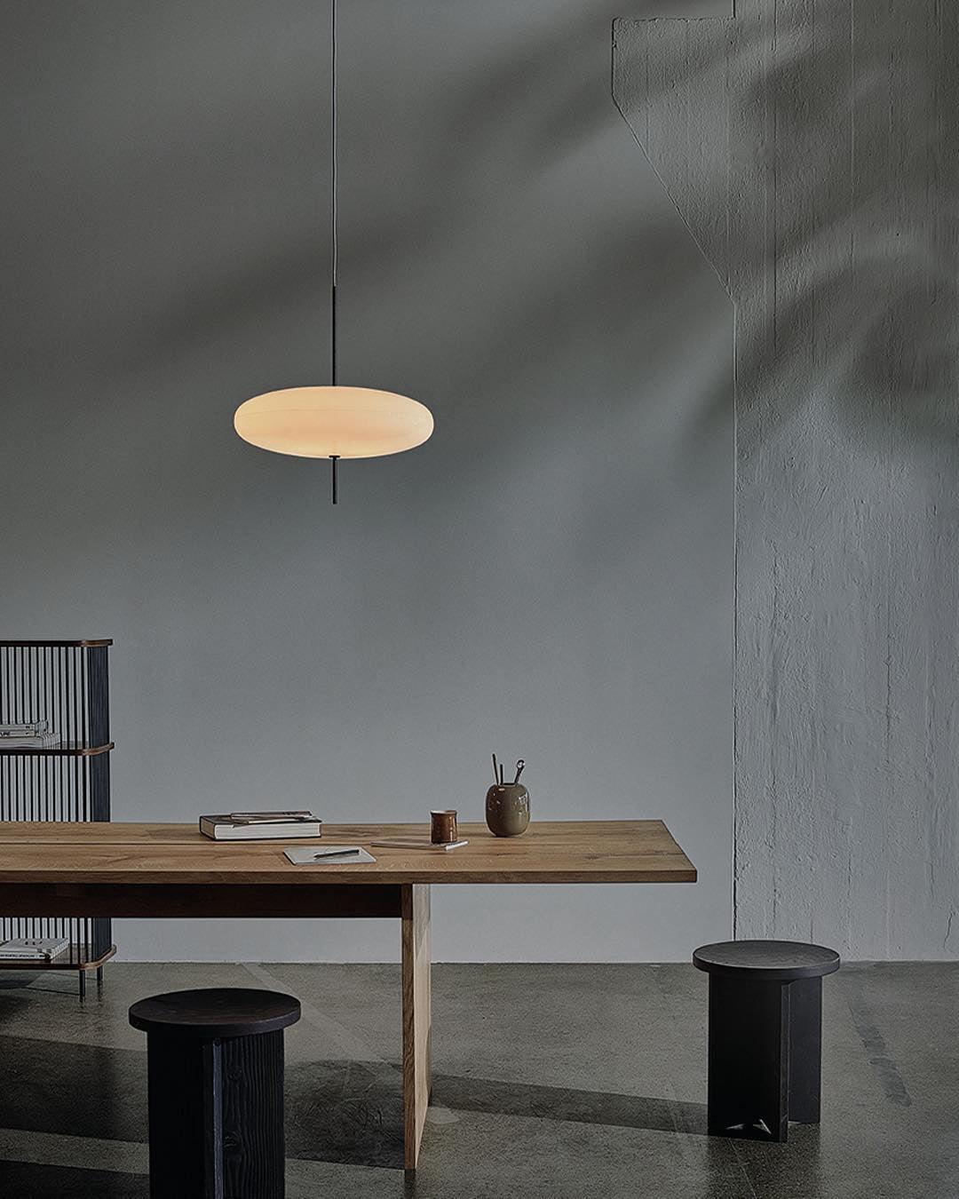 Opal Disc Modern Pendant Light with Opalescent Polymer Shade