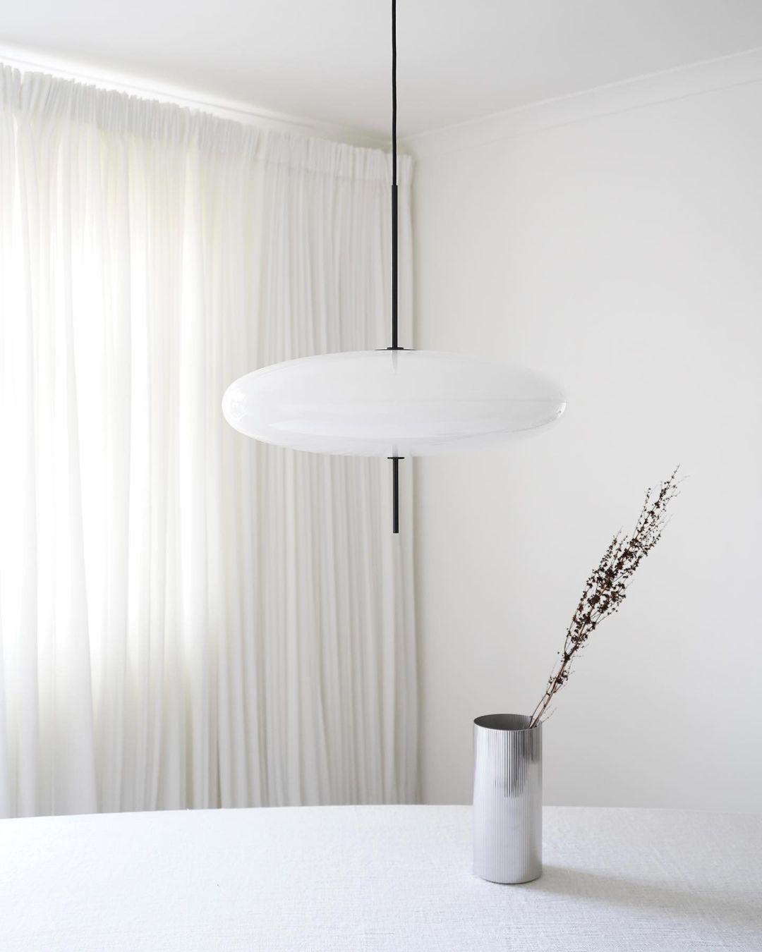 Opal Disc Modern Pendant Light with Opalescent Polymer Shade
