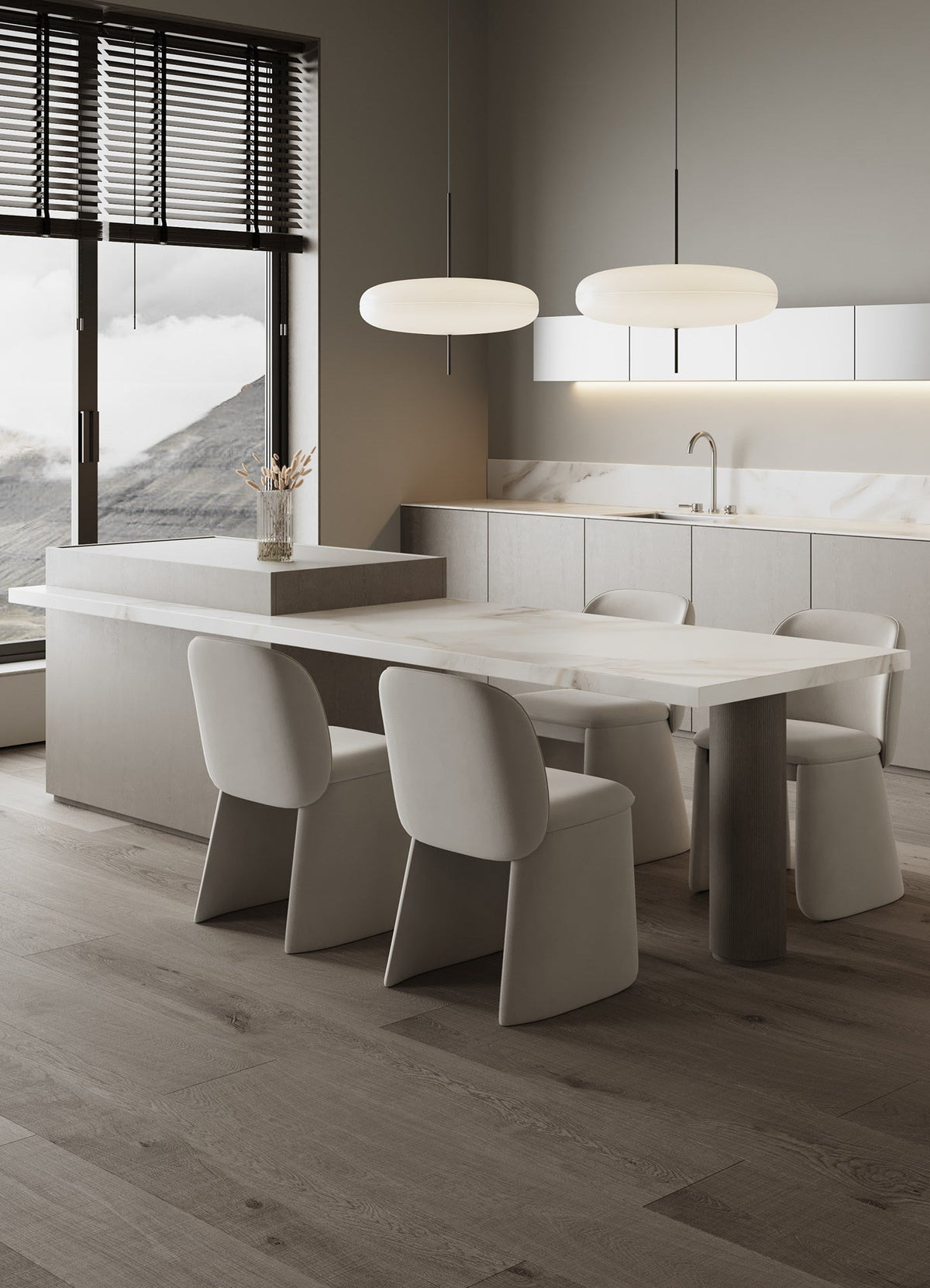 Opal Disc Modern Pendant Light with Opalescent Polymer Shade
