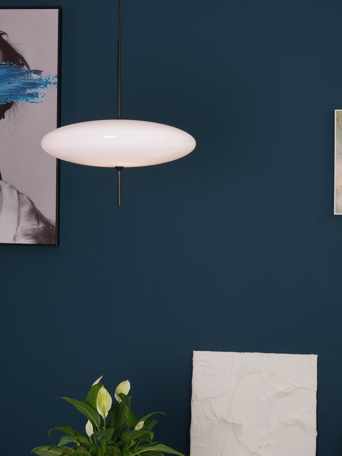 Opal Disc Modern Pendant Light with Opalescent Polymer Shade