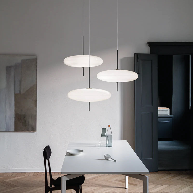Opal Disc Modern Pendant Light with Opalescent Polymer Shade