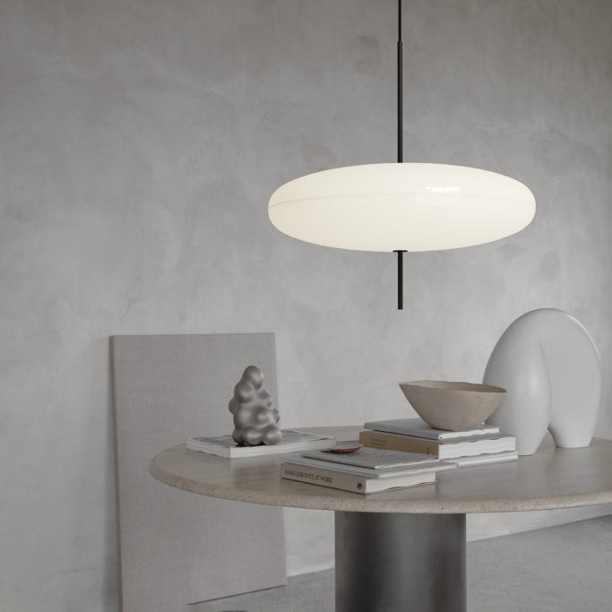 Opal Disc Modern Pendant Light with Opalescent Polymer Shade