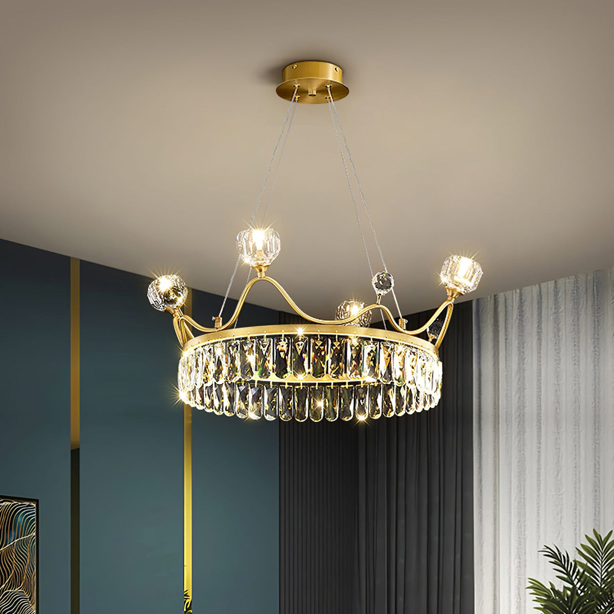 Modern Crown Crystal Pendant Light