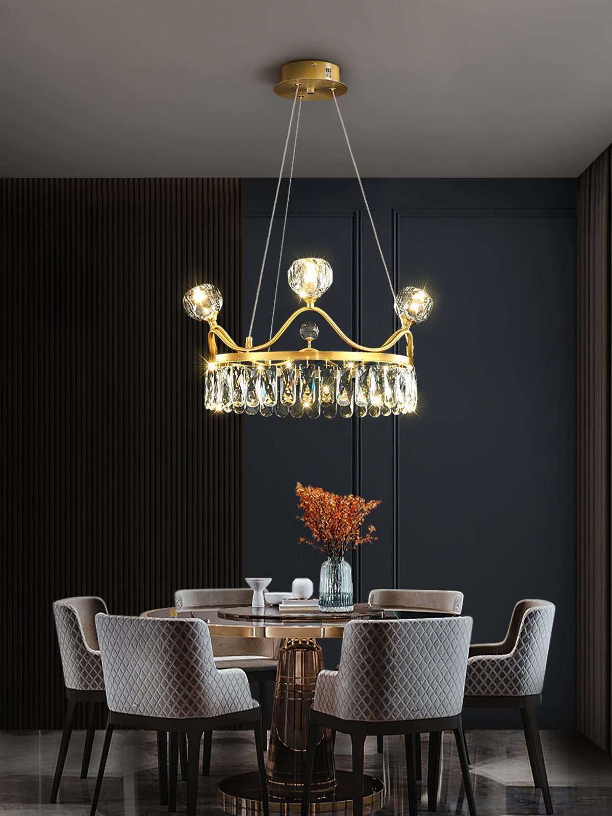 Modern Crown Crystal Pendant Light
